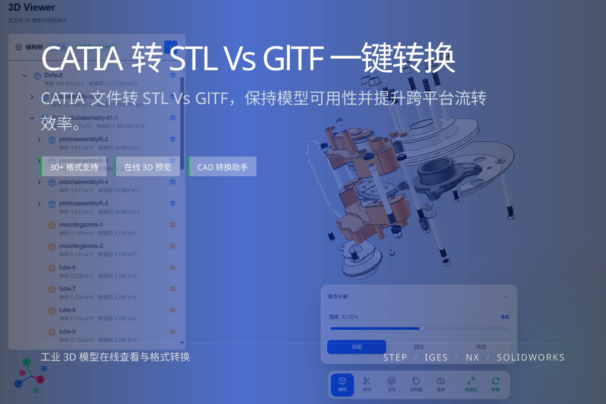Choosing between STL and glTF when converting CATIA