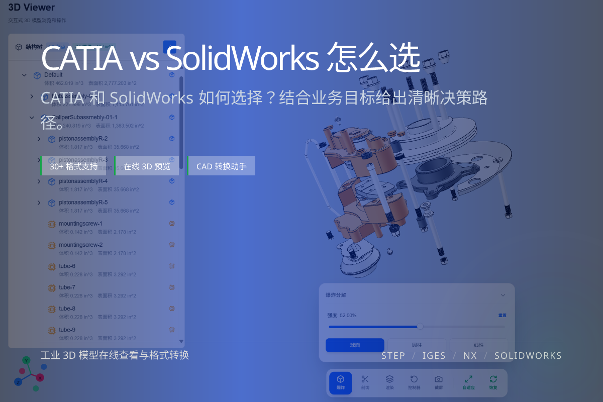 WO3D catia vs solidworks 页面展示图