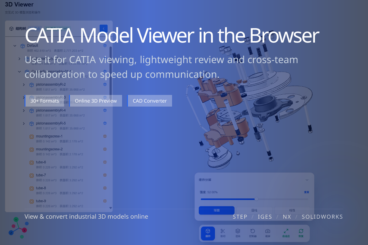 WO3D en/catia viewer 页面展示图