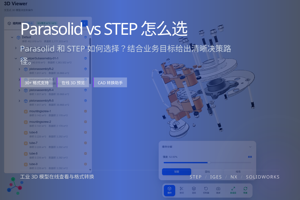 WO3D parasolid vs step 页面展示图